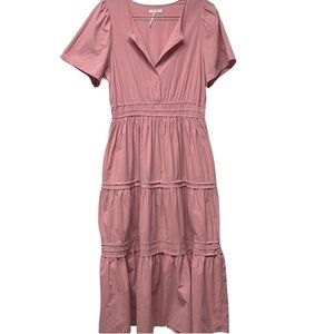 Stitchdrop Tempe Cotton Tiered Maxi Dress XL Pink Vintage Boho Cottagecore